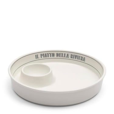 Riviera Maison Mussel Plate White Deep Plate 25 cm with Rim Serving Plate Fish with Sauce Compartment, Dinner Plate Porcelain Dishwasher Safe - Long Island Mussel Plate - (ØxH) 25x4 on Sale